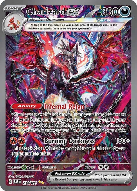 Charizard EX in paldean fates TCG set